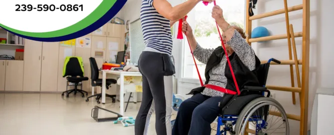 Nurse assisting Parkinsons patient with Exercise
