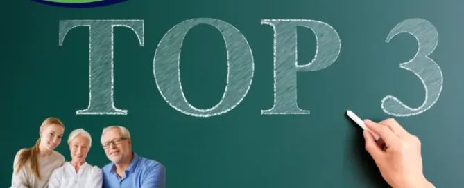 Chalk board with Top 3 writing for top three reasons why families in Fort Myers ans Cape Coral seek elderly care