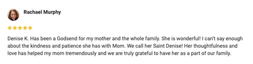 5 star In-Home Care Review Lee County