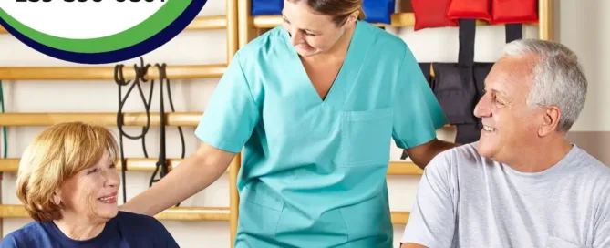 Nurse assisting seniors with hospital discharge